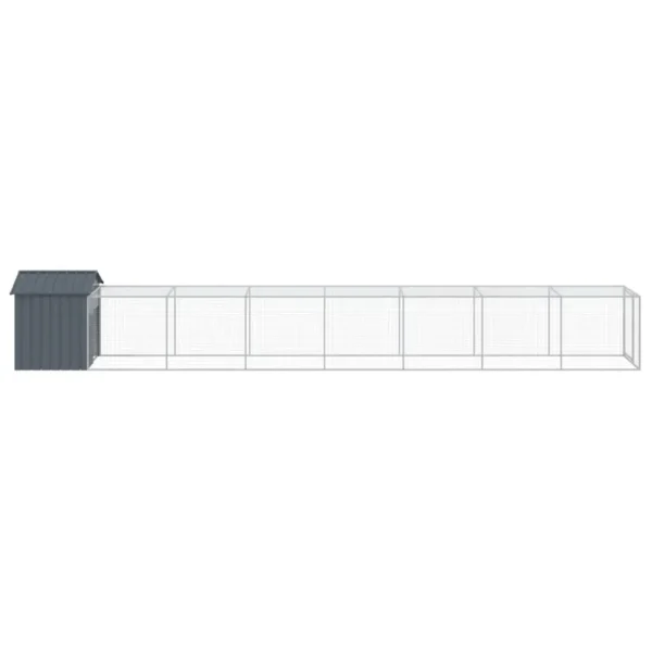 vidaXL Chicken Cage with Run Anthracite 46.1"x320.1"x48.4" Galvanized Steel - Image 4