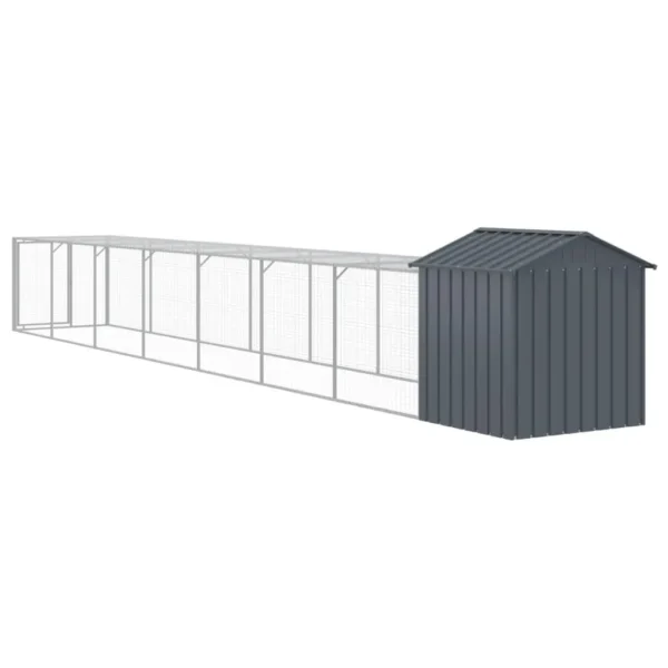 vidaXL Chicken Cage with Run Anthracite 46.1"x320.1"x48.4" Galvanized Steel - Image 5