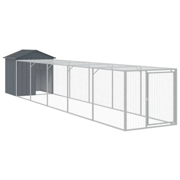 vidaXL Chicken Cage with Run Anthracite 46.1"x239.8"x48.4" Galvanized Steel - Image 2