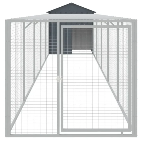 vidaXL Chicken Cage with Run Anthracite 46.1"x239.8"x48.4" Galvanized Steel - Image 3