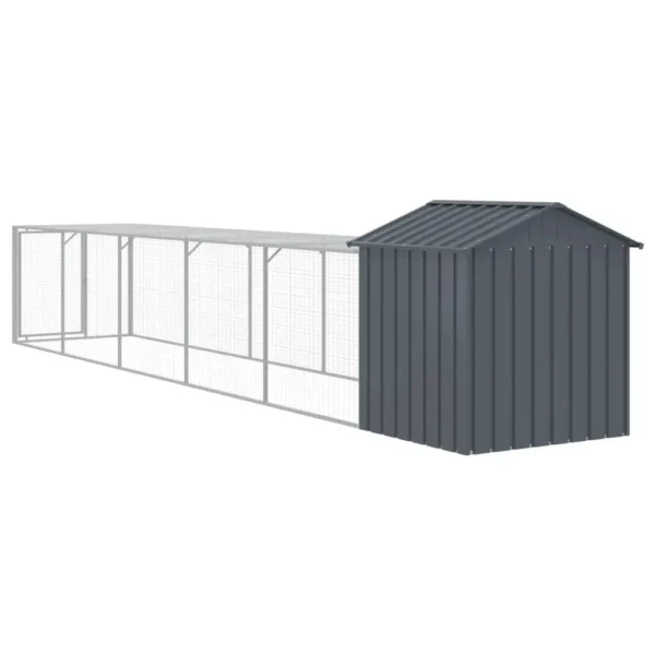 vidaXL Chicken Cage with Run Anthracite 46.1"x239.8"x48.4" Galvanized Steel - Image 5