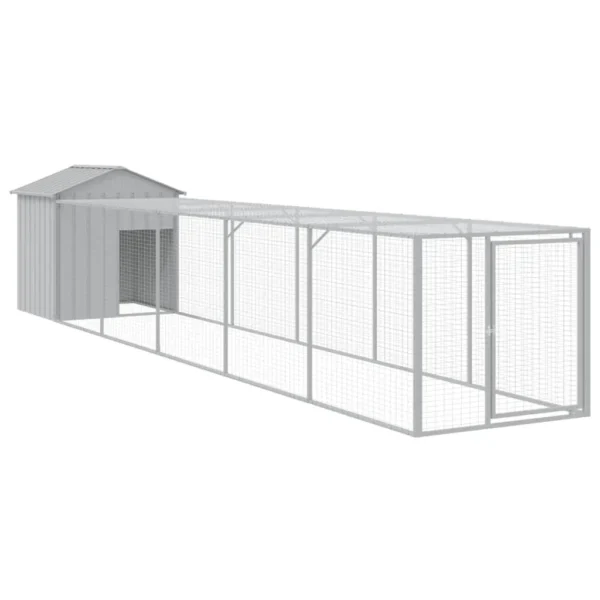 vidaXL Chicken Cage with Run Light Gray 46.1"x239.8"x48.4" Galvanized Steel - Image 2