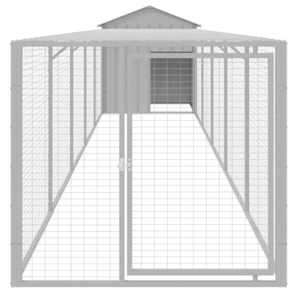 vidaXL Chicken Cage with Run Light Gray 46.1"x239.8"x48.4" Galvanized Steel - Image 3