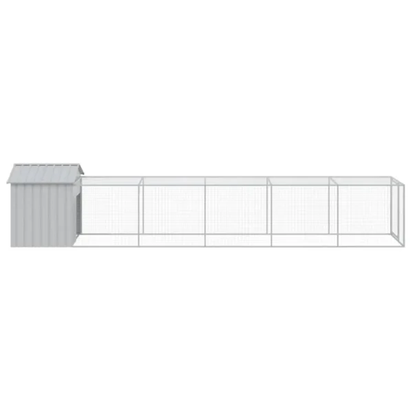 vidaXL Chicken Cage with Run Light Gray 46.1"x239.8"x48.4" Galvanized Steel - Image 4