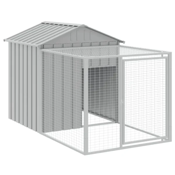 vidaXL Chicken Cage with Run Light Gray 46.1"x239.8"x48.4" Galvanized Steel - Image 6