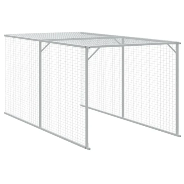 vidaXL Chicken Cage with Run Light Gray 46.1"x239.8"x48.4" Galvanized Steel - Image 7