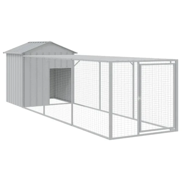 vidaXL Chicken Cage with Run Light Gray 46.1"x159.4"x48.4" Galvanized Steel - Image 2