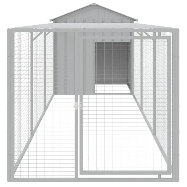 vidaXL Chicken Cage with Run Light Gray 46.1"x159.4"x48.4" Galvanized Steel - Image 3