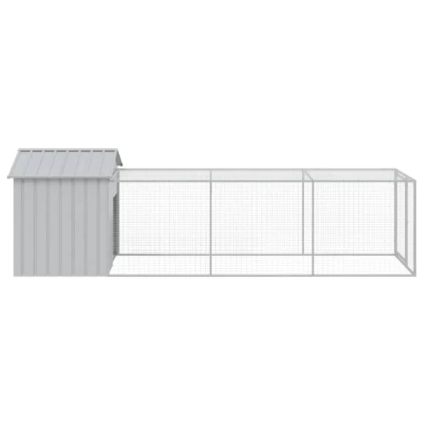 vidaXL Chicken Cage with Run Light Gray 46.1"x159.4"x48.4" Galvanized Steel - Image 4