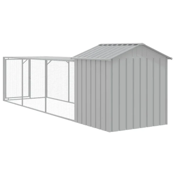 vidaXL Chicken Cage with Run Light Gray 46.1"x159.4"x48.4" Galvanized Steel - Image 5