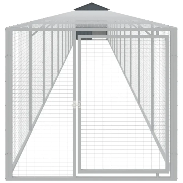 vidaXL Chicken Cage with Run Anthracite 46.1"x480.7"x48.4" Galvanized Steel - Image 3