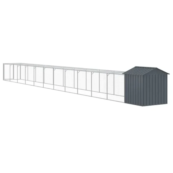 vidaXL Chicken Cage with Run Anthracite 46.1"x480.7"x48.4" Galvanized Steel - Image 5