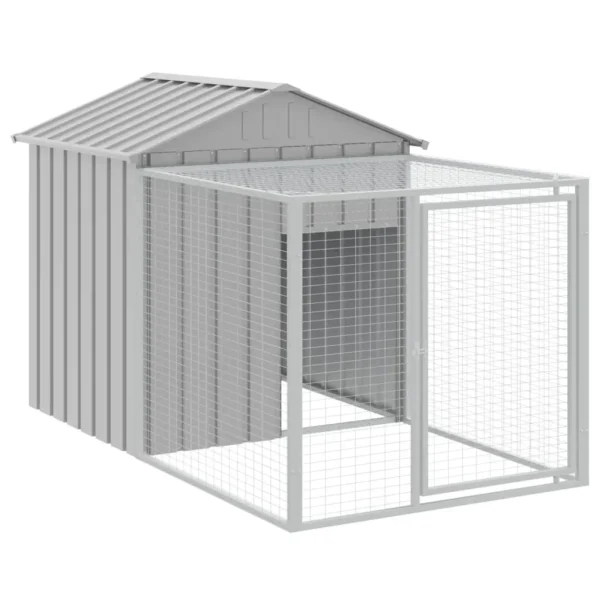 vidaXL Chicken Cage with Run Light Gray 46.1"x480.7"x48.4" Galvanized Steel - Image 6