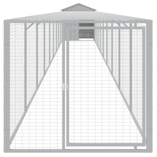 vidaXL Chicken Cage with Run Light Gray 46.1"x400.4"x48.4" Galvanized Steel - Image 3