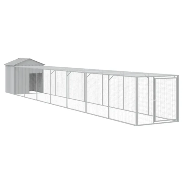 vidaXL Chicken Cage with Run Light Gray 46.1"x320.1"x48.4" Galvanized Steel - Image 2