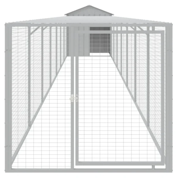 vidaXL Chicken Cage with Run Light Gray 46.1"x320.1"x48.4" Galvanized Steel - Image 3