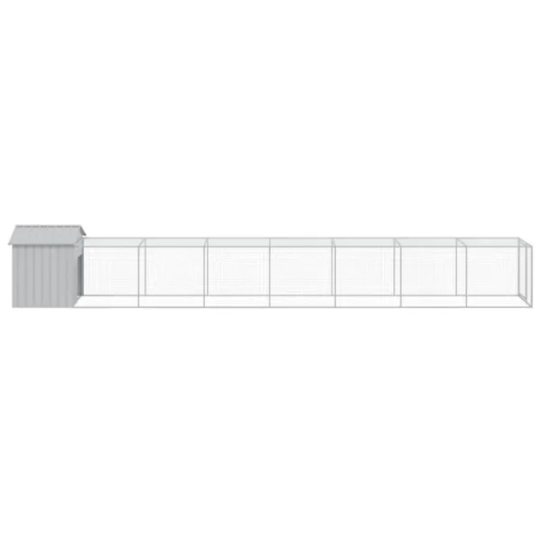 vidaXL Chicken Cage with Run Light Gray 46.1"x320.1"x48.4" Galvanized Steel - Image 4