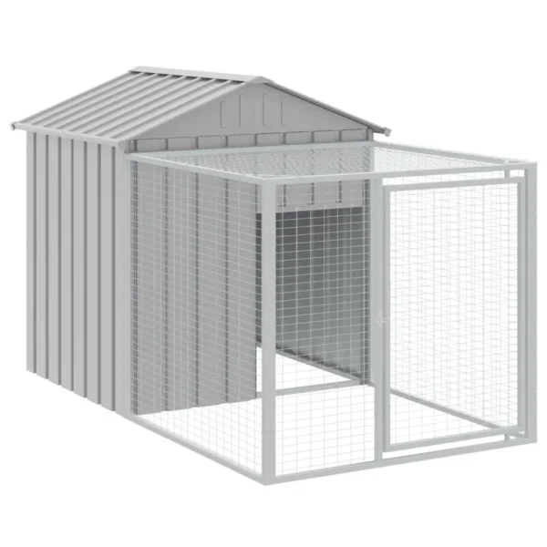 vidaXL Chicken Cage with Run Light Gray 46.1"x320.1"x48.4" Galvanized Steel - Image 6