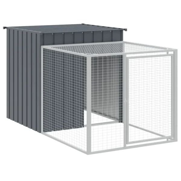 vidaXL Chicken Cage with Run Anthracite 43.3"x320.1"x43.3" Galvanized Steel - Image 6