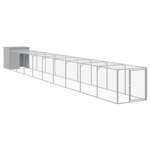 vidaXL Chicken Cage with Run Light Gray 43.3"x400.4"x43.3" Galvanized Steel - Image 2