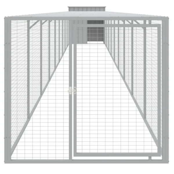 vidaXL Chicken Cage with Run Light Gray 43.3"x400.4"x43.3" Galvanized Steel - Image 3