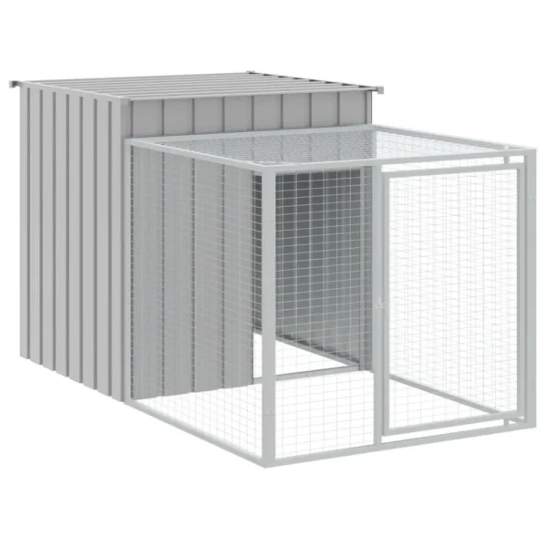 vidaXL Chicken Cage with Run Light Gray 43.3"x400.4"x43.3" Galvanized Steel - Image 6