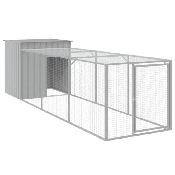 vidaXL Chicken Cage with Run Light Gray 43.3"x159.4"x43.3" Galvanized Steel - Image 2