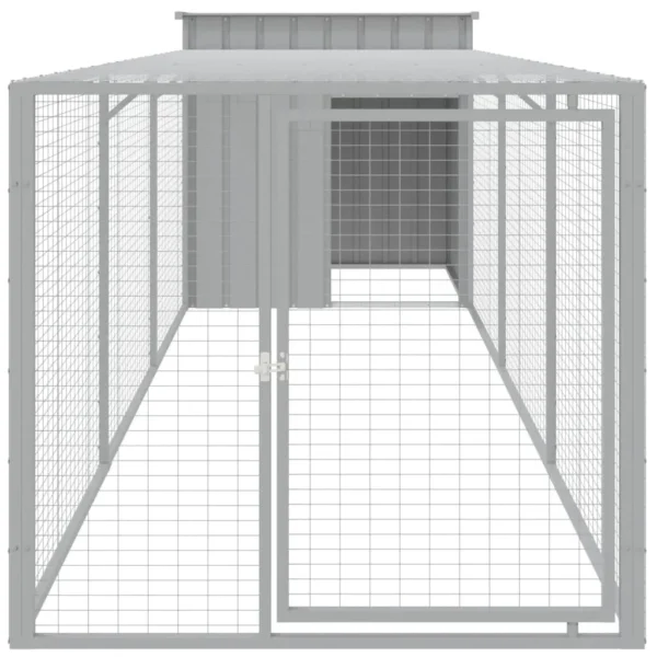 vidaXL Chicken Cage with Run Light Gray 43.3"x159.4"x43.3" Galvanized Steel - Image 3