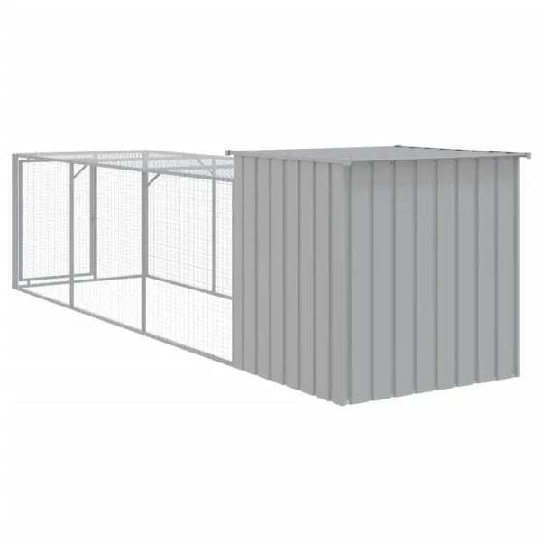 vidaXL Chicken Cage with Run Light Gray 43.3"x159.4"x43.3" Galvanized Steel - Image 5