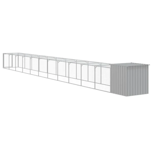 vidaXL Chicken Cage with Run Light Gray 43.3"x480.7"x43.3" Galvanized Steel - Image 5