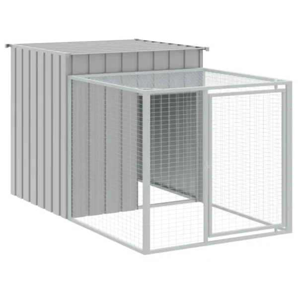 vidaXL Chicken Cage with Run Light Gray 43.3"x480.7"x43.3" Galvanized Steel - Image 6