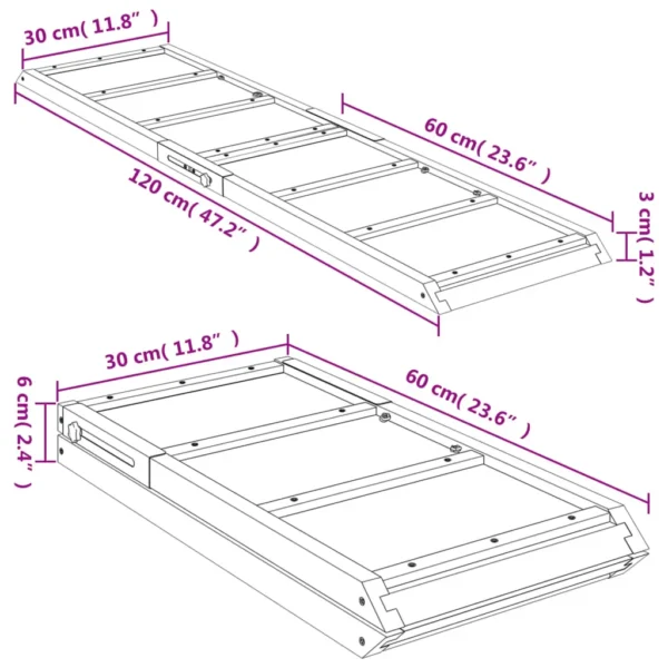 vidaXL Dog Ramp Gray 47.2"x11.8" Solid Wood Fir - Image 10