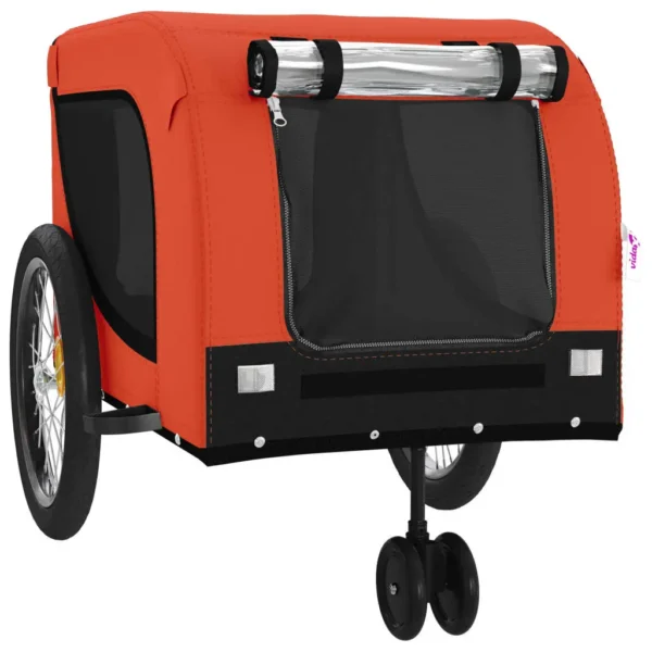 vidaXL Pet Bike Trailer Orange and Black Oxford Fabric and Iron - Image 3