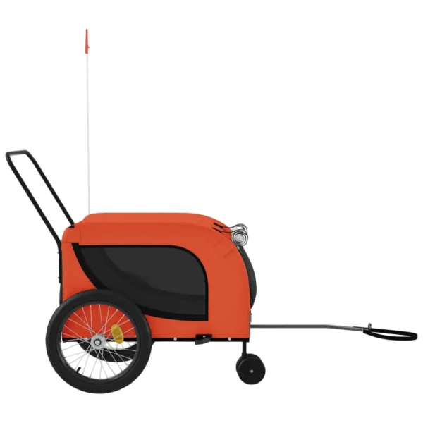 vidaXL Pet Bike Trailer Orange and Black Oxford Fabric and Iron - Image 4