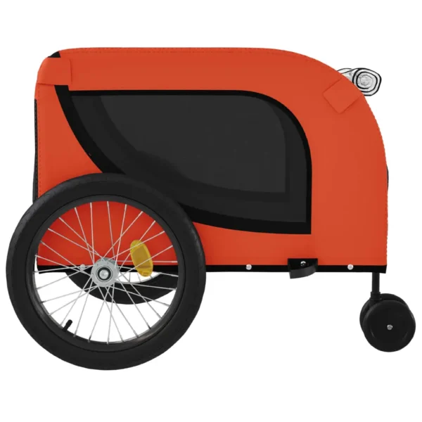 vidaXL Pet Bike Trailer Orange and Black Oxford Fabric and Iron - Image 5