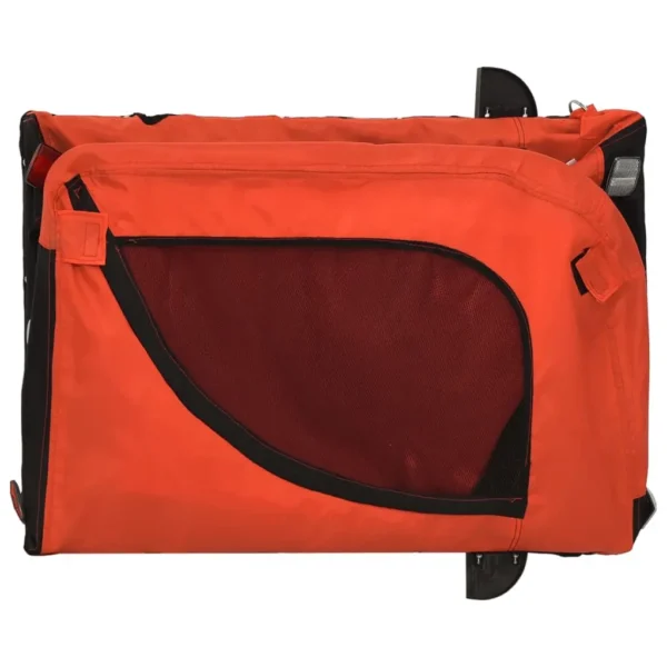 vidaXL Pet Bike Trailer Orange and Black Oxford Fabric and Iron - Image 7