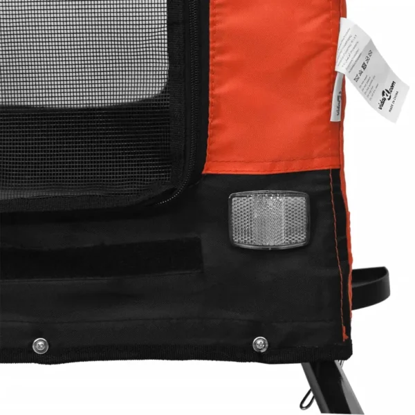 vidaXL Pet Bike Trailer Orange and Black Oxford Fabric and Iron - Image 8