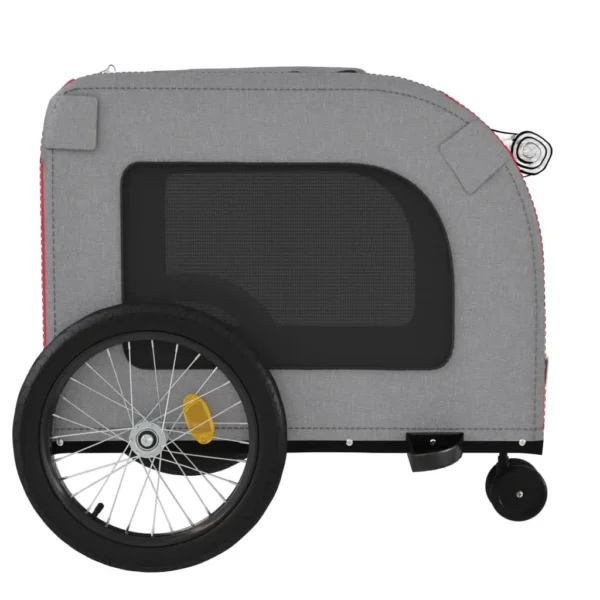 vidaXL Pet Bike Trailer Red and Gray Oxford Fabric and Iron - Image 7