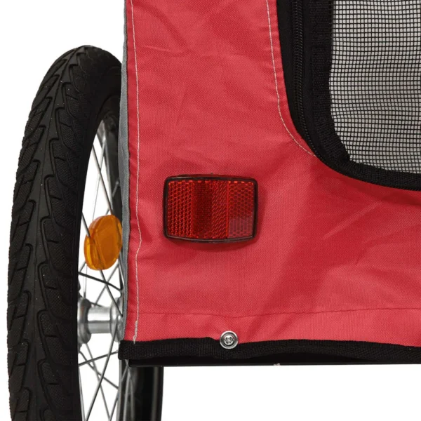 vidaXL Pet Bike Trailer Red and Gray Oxford Fabric and Iron - Image 11