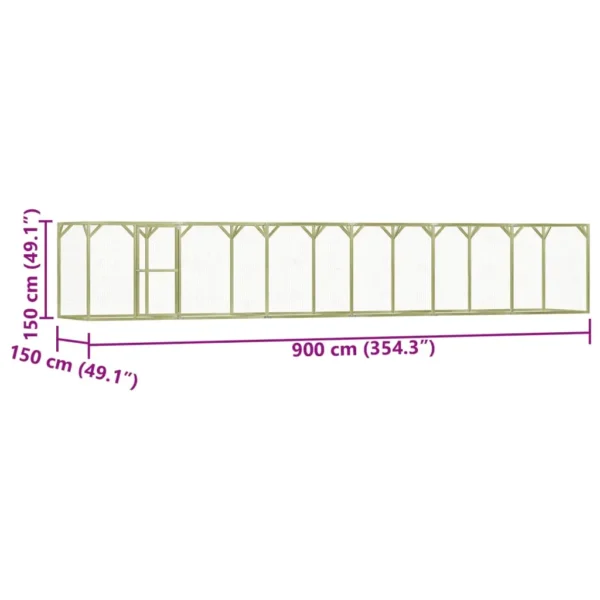 vidaXL Chicken Cage 29.5'x4.9'x4.9' Steel - Image 6