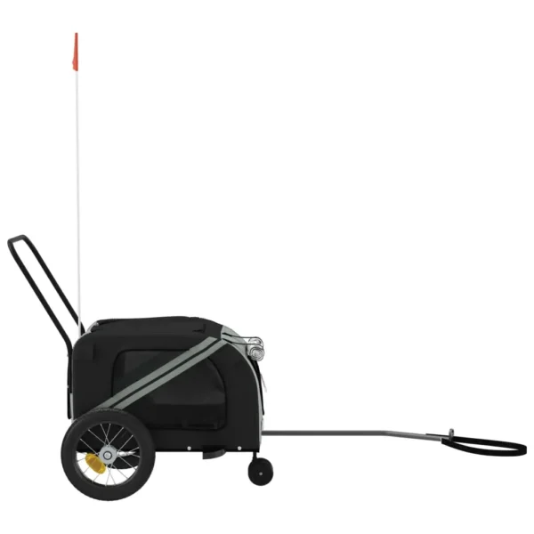 vidaXL Pet Bike Trailer Gray and Black Oxford Fabric and Iron - Image 6