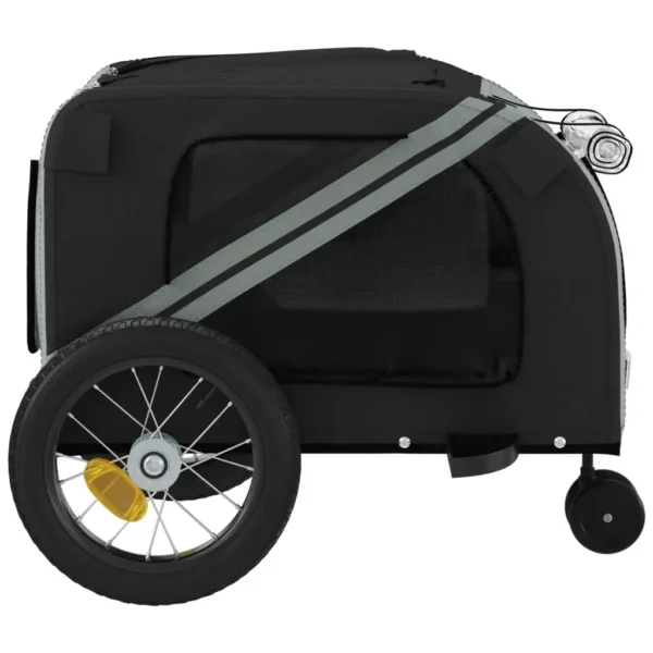 vidaXL Pet Bike Trailer Gray and Black Oxford Fabric and Iron - Image 7