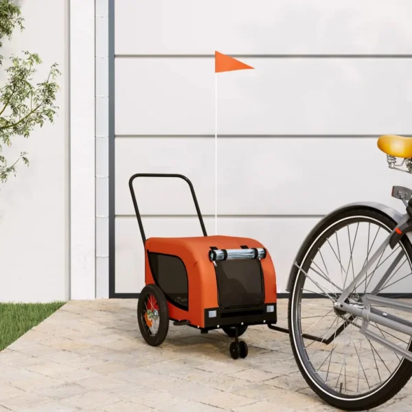 vidaXL Pet Bike Trailer Orange and Black Oxford Fabric and Iron