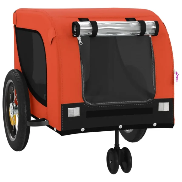 vidaXL Pet Bike Trailer Orange and Black Oxford Fabric and Iron - Image 4