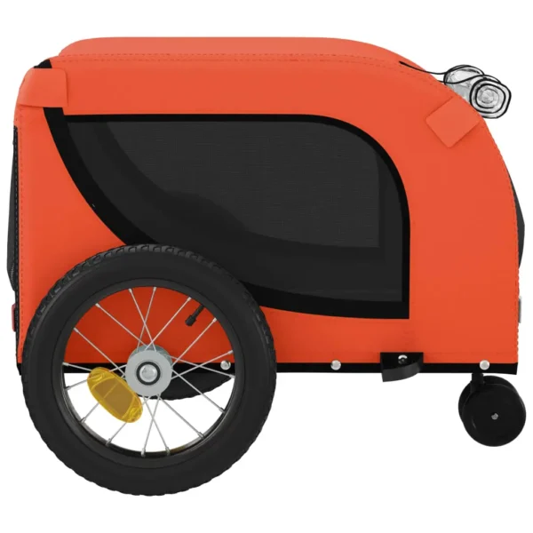 vidaXL Pet Bike Trailer Orange and Black Oxford Fabric and Iron - Image 6