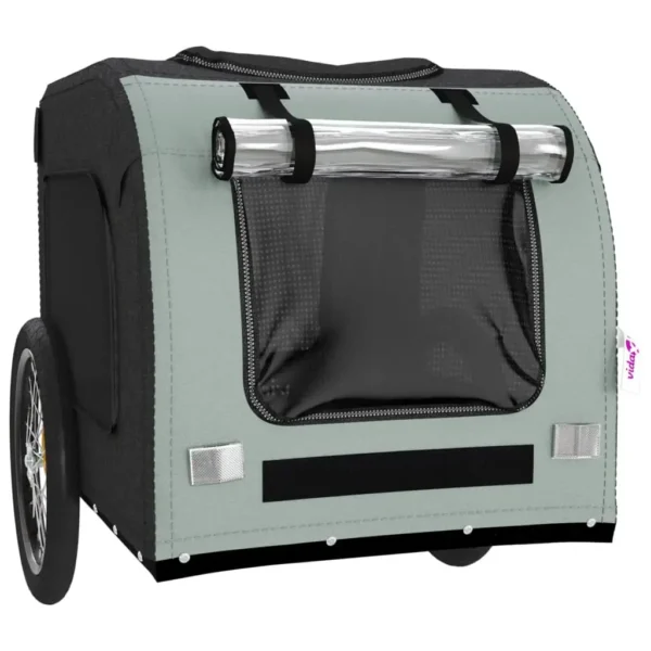 vidaXL Pet Bike Trailer Gray and Black Oxford Fabric&Iron - Image 5