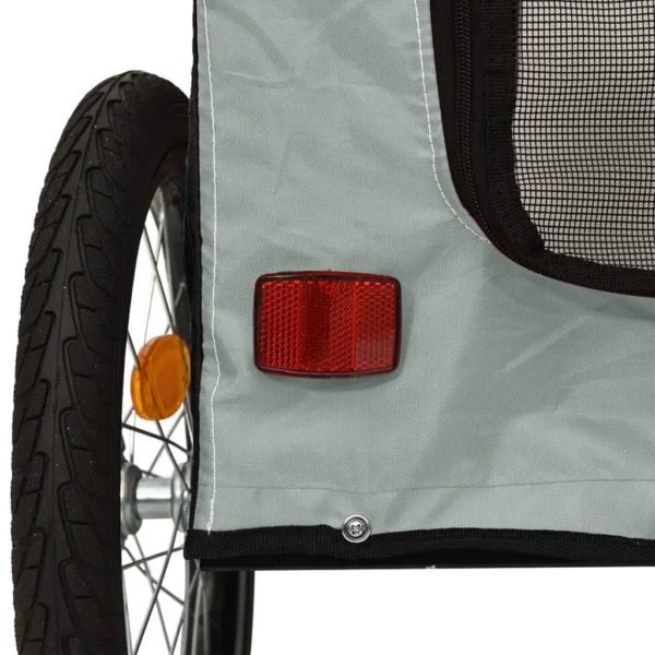 vidaXL Pet Bike Trailer Gray and Black Oxford Fabric&Iron - Image 9