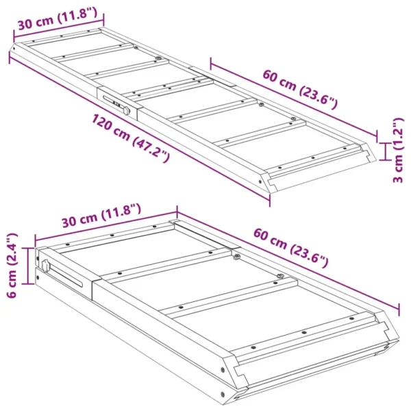 vidaXL Dog Ramp Gray 47.2"x11.8" Solid Wood Fir - Image 11