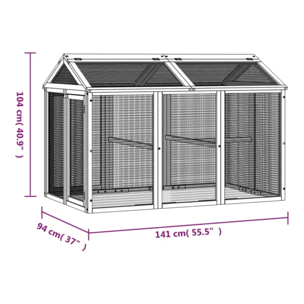 vidaXL Run Box Brown 55.5"x37"x40.9" Solid Wood Pine - Image 7