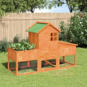 vidaXL Rabbit Hutch Brown 66.9"x24.8"x44.5" Solid Wood Pine